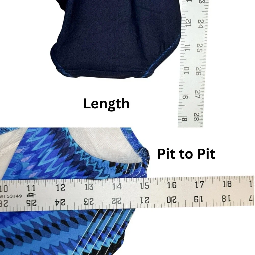 Gottex One Piece Swimsuit 8 Blue Geometric Chevron Sweetheart Padded‎ Designer